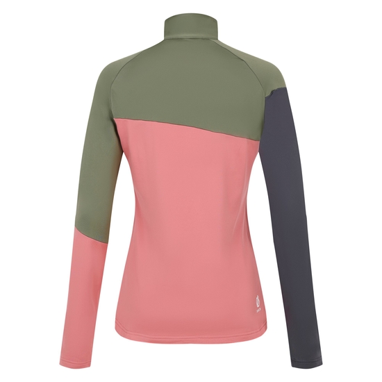 Women's Ice II Core Stretch Midlayer Olivine Green Rose