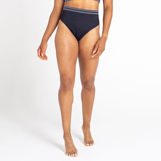 Women's Don't Sweat It Bikini Bottoms Black Charcoal Grey