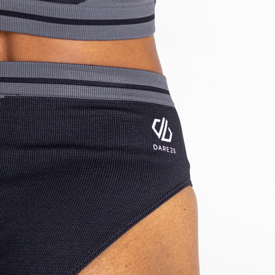 Women's Don't Sweat It Bikini Bottoms Black Charcoal Grey