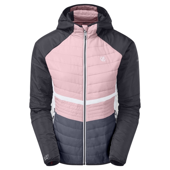 Surmont gesteppte Wolljacke mit Kapuze für Damen Rosa