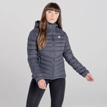 Women's Deter Recycled Waterproof Quilted Jacket Ebony Grey