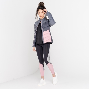 Laura Whitmore - Preact Waterproof Quilted Jacket Powder Pink Ebony Grey