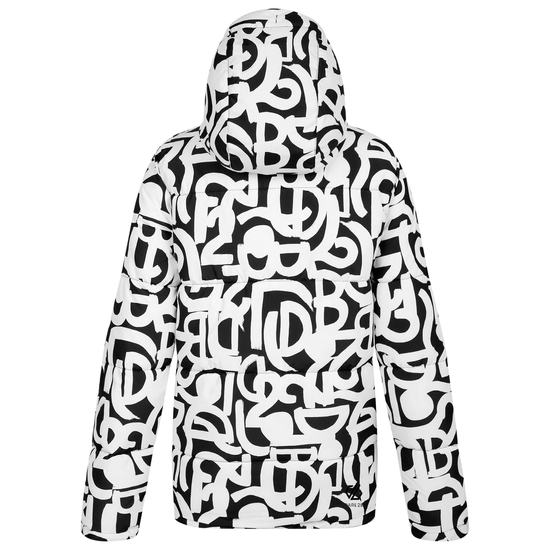 Women's Society Padded Jacket Black White Graffiti Print