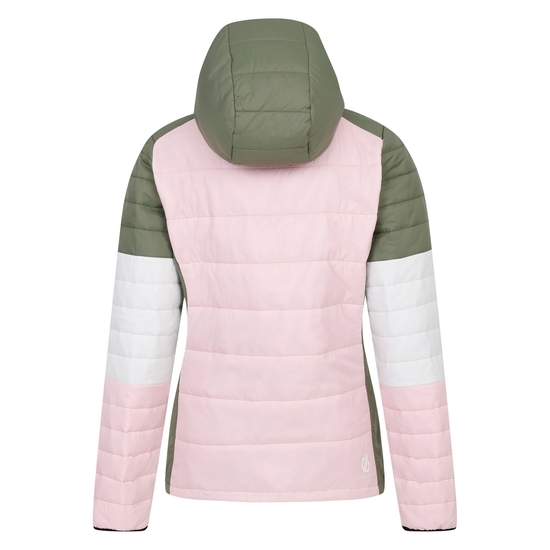 Damen Lively wattierte Jacke Olivgrün & Rosa