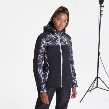 women s burgeon waterproof insulated hooded ski jacket black