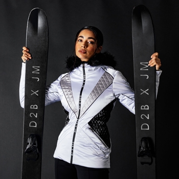 Dare 2B X Julien Macdonald - Women's Resplandent Waterproof Insulated Fur Trimmed Ski Jacket White