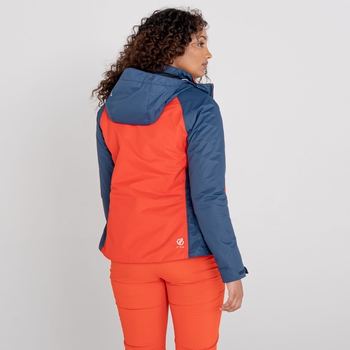 Women's Radiate II Waterproof Ski Jacket Dark Denim Grenadine Orange