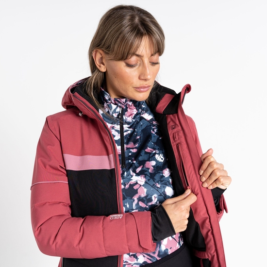 Women's Conveyed Waterproof Ski Jacket Earth Rose Black
