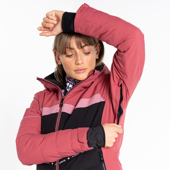Women's Conveyed Waterproof Ski Jacket Earth Rose Black