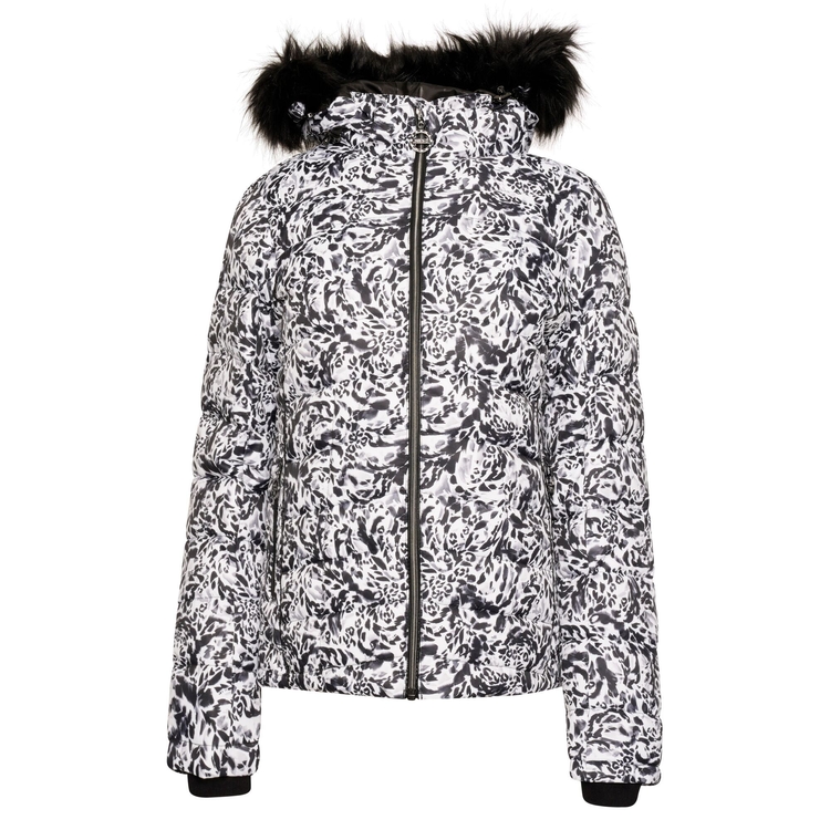 Women s Glamorize III Padded Ski Jacket Black White Leopard Print
