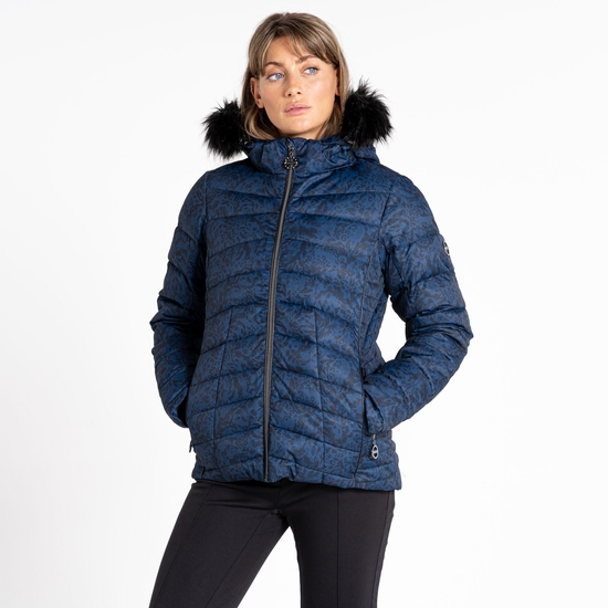 Women's Glamorize III Padded Ski Jacket Denim Leopard Fusion Print