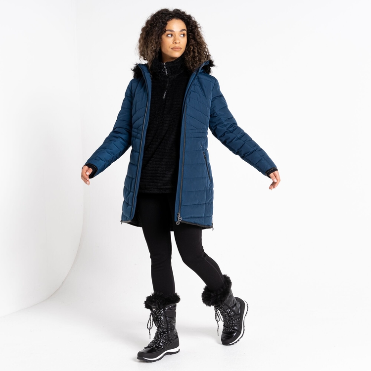 Veste chaude coupe longue Femme STRIKING III Bleu