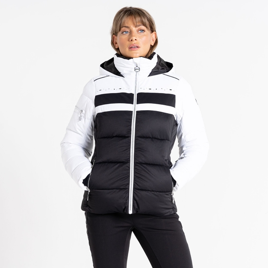 Women's Crystallize Padded Ski Jacket White Black