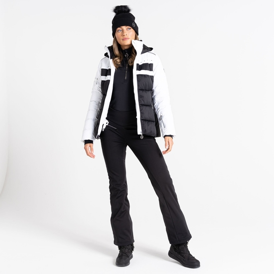 Women's Crystallize Padded Ski Jacket White Black