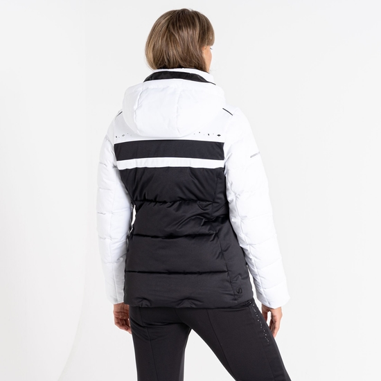 Women's Crystallize Padded Ski Jacket White Black