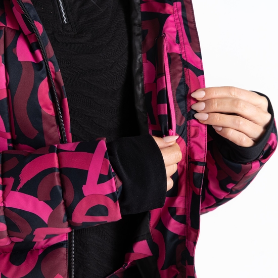 Women's Crevasse Ski Jacket Pure Pink Graffiti Print