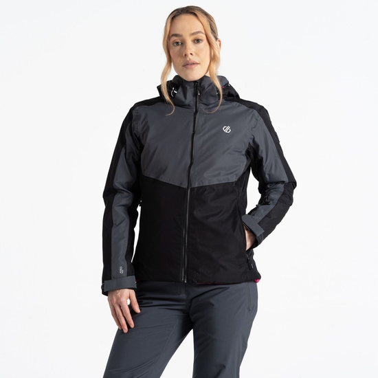 Women's Climatise Ski Jacket Ebony Grey Black