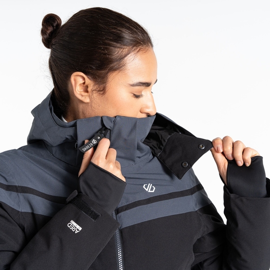 Women's Flurry Ski Jacket Black Grey