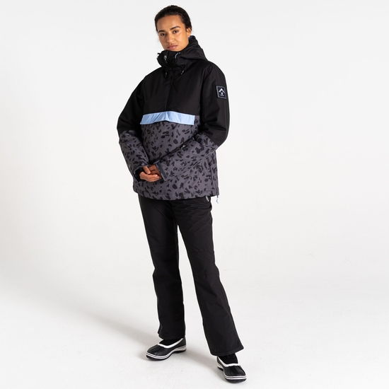 Women's Snowburst Overhead Ski Jacket Black Grey