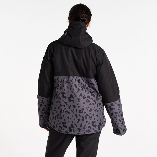 Women's Snowburst Overhead Ski Jacket Black Grey