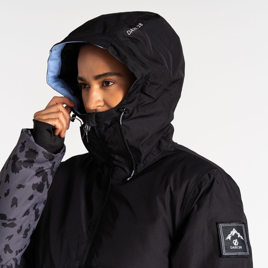 Women's Snowburst Overhead Ski Jacket Black Grey