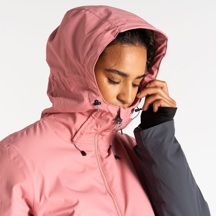 Women s Snowburst Overhead Ski Jacket Dusty Rose Grey