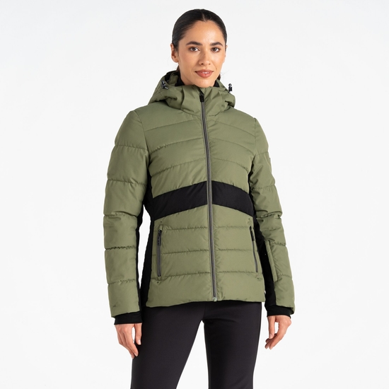 Veste de ski Femme Glacial Vert Olive Et Noir