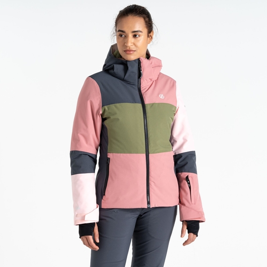 Veste de ski Femme Banded Rose Poudré Et Vert