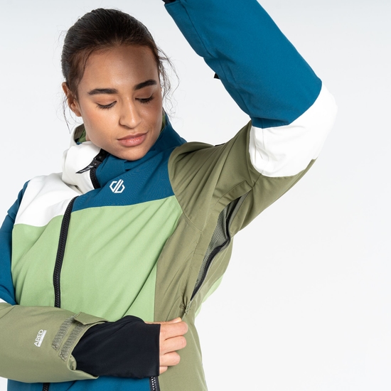 Women's Banded Ski Jacket Moroccan Blue Green