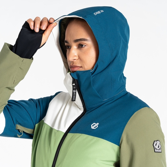 Women's Banded Ski Jacket Moroccan Blue Green