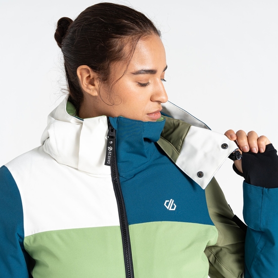 Women's Banded Ski Jacket Moroccan Blue Green