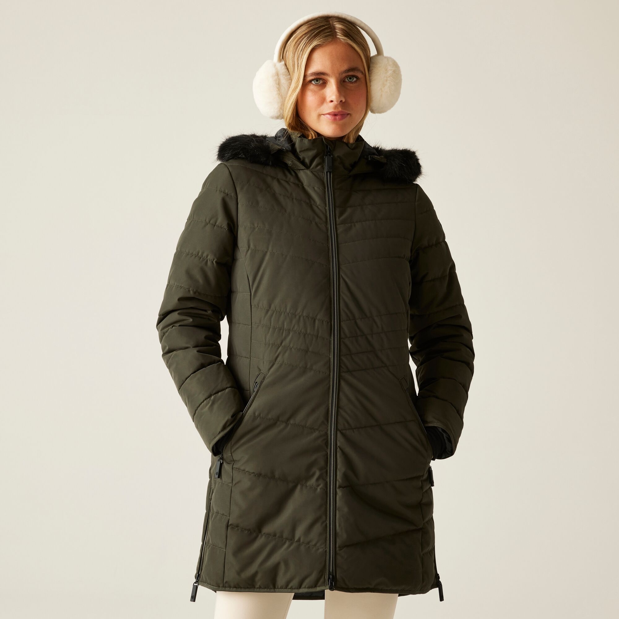 Dare 2b Women's Water-repellent Striking IV Jacket Dark Khaki, Size: 12