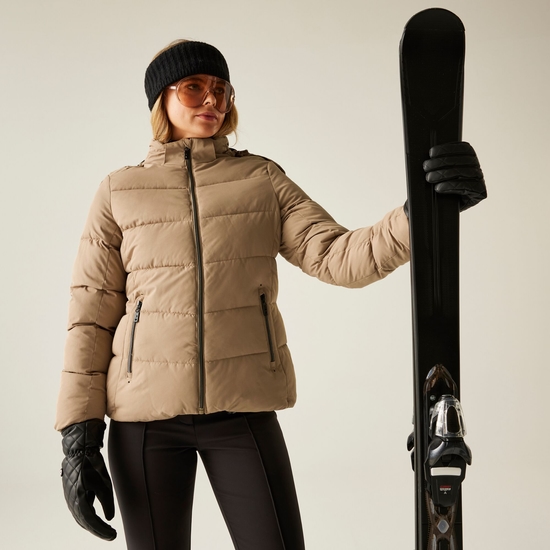 Women's Glamourize V Baffled Ski Jacket Beige