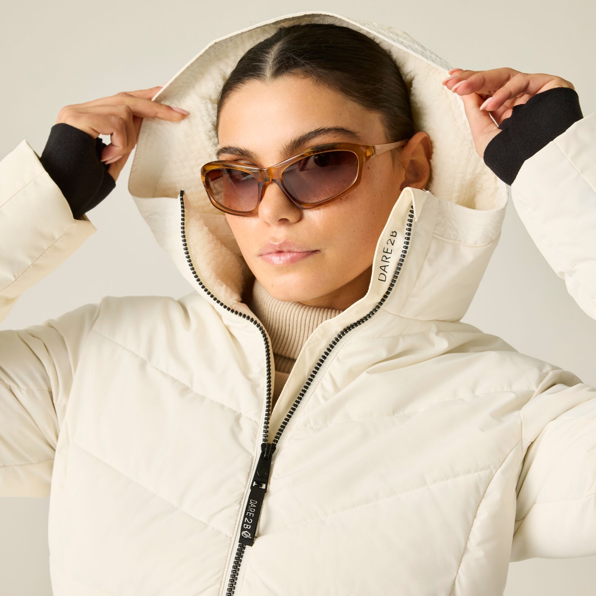 Dare 2B Women's Beige Waterproof Glacier Longline Padded Jacket Size: 16