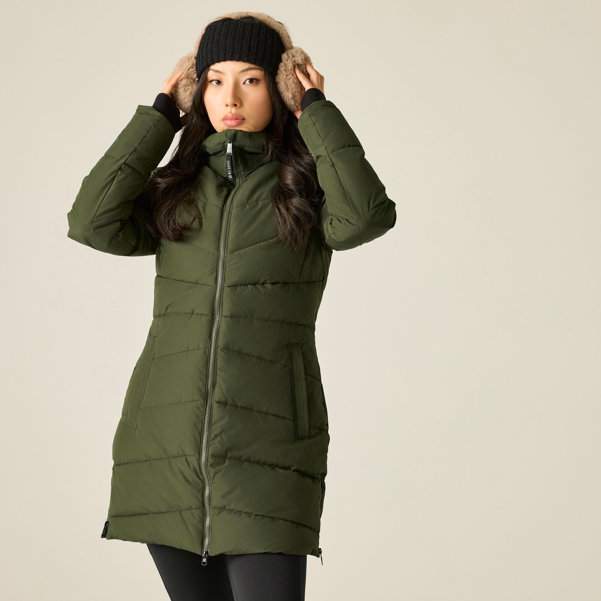 Dare 2B Women's Green Waterproof Glacier Longline Padded Jacket Size: 12
