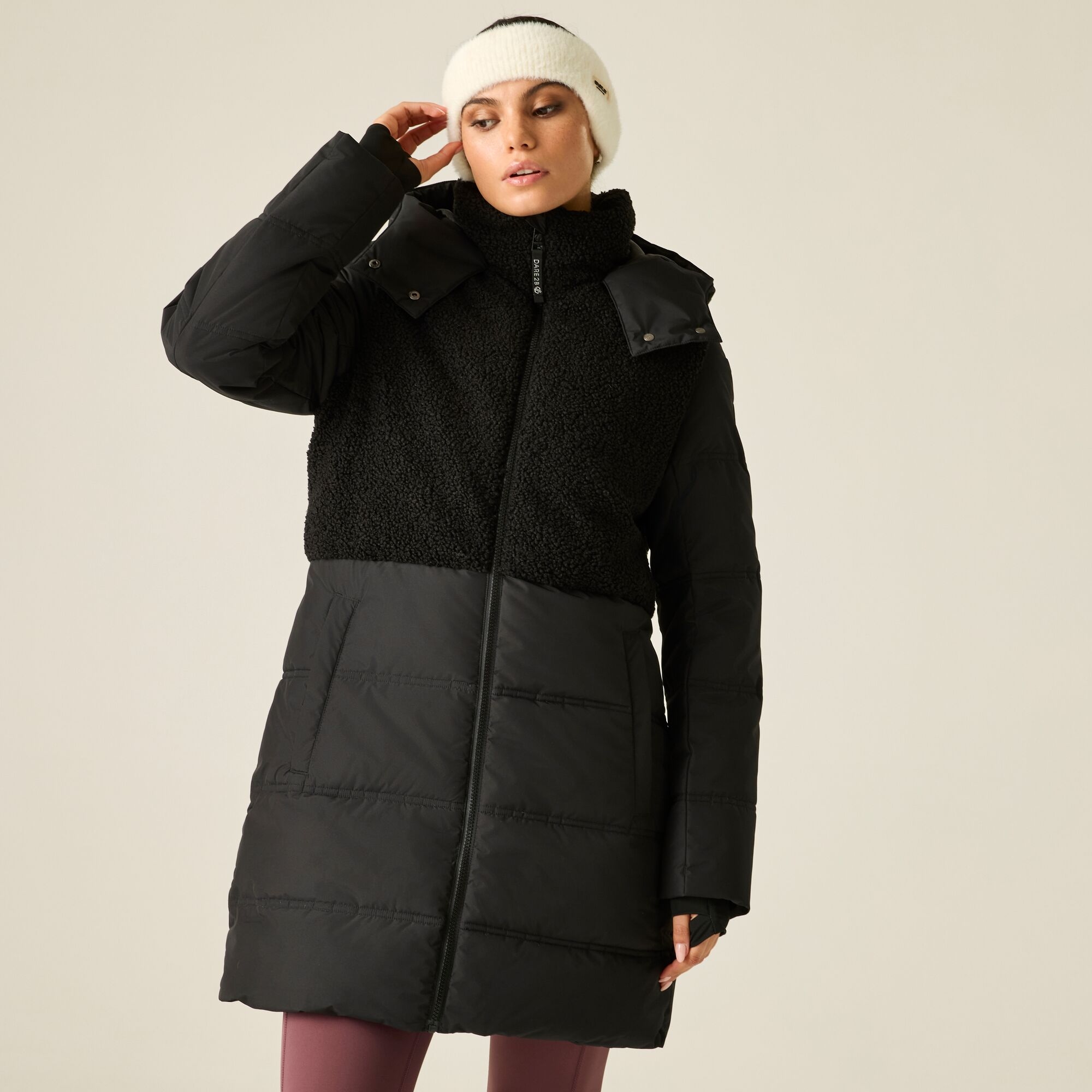 Dare 2B Women's Winter Waterproof Borg Padded Parka Jacket - Black Size 10 - Image 3