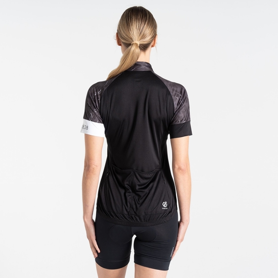Women's Follow Through Cycling Jersey Black Dash Animal Print