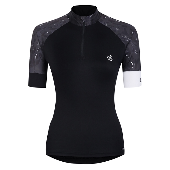 Women's Follow Through Cycling Jersey Black Dash Animal Print