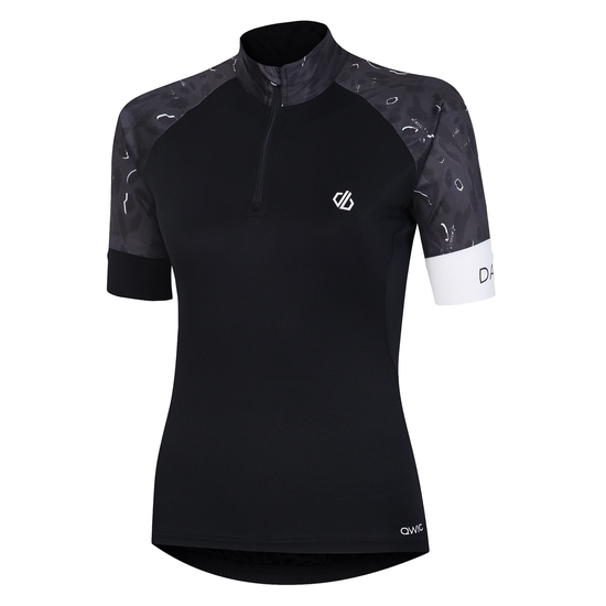 Women's Follow Through Cycling Jersey Black Dash Animal Print