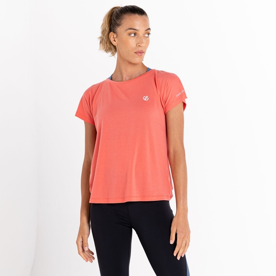 Women's Persisting Lightweight Gym T-Shirt Neon Peach Marl