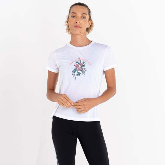 Le t-shirt Sense of Calm pour femmes. Fabriqué en jersey simple Blanc