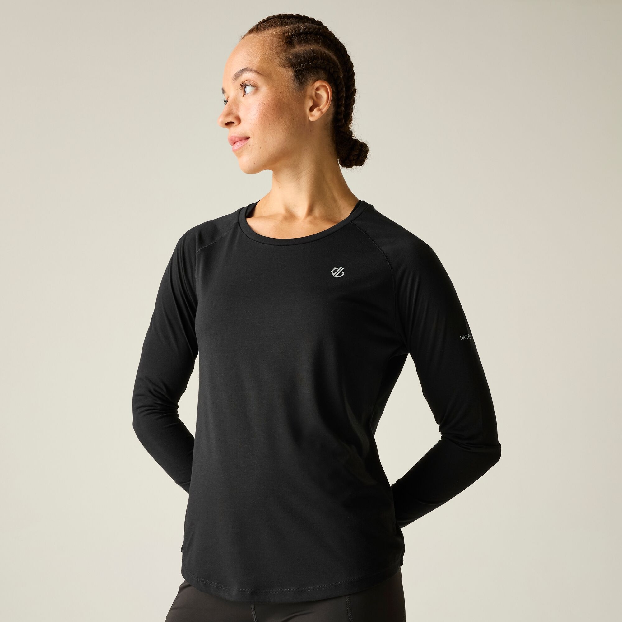 Dare 2B Women's Jet Black Nimble Long Sleeve Running T-Shirt In | Size: 12 - Image 6