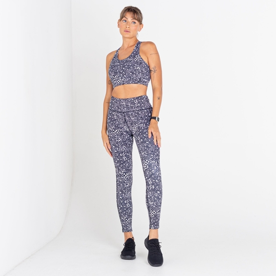 Women's Mantra Sports Bra Black White Dot Print
