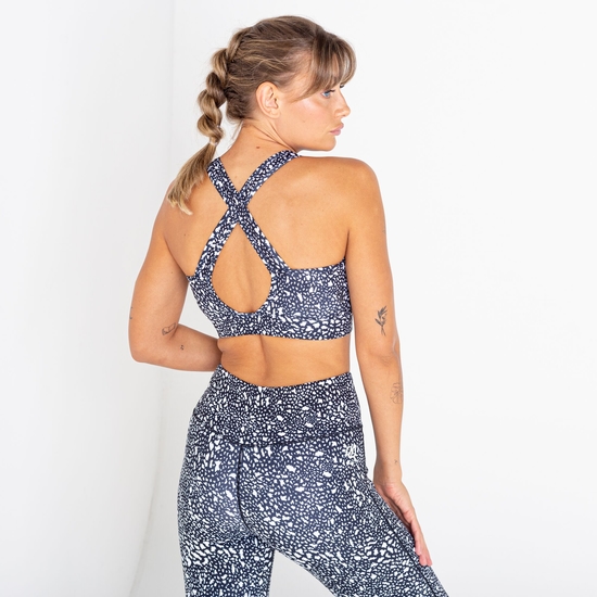 Women's Mantra Sports Bra Black White Dot Print