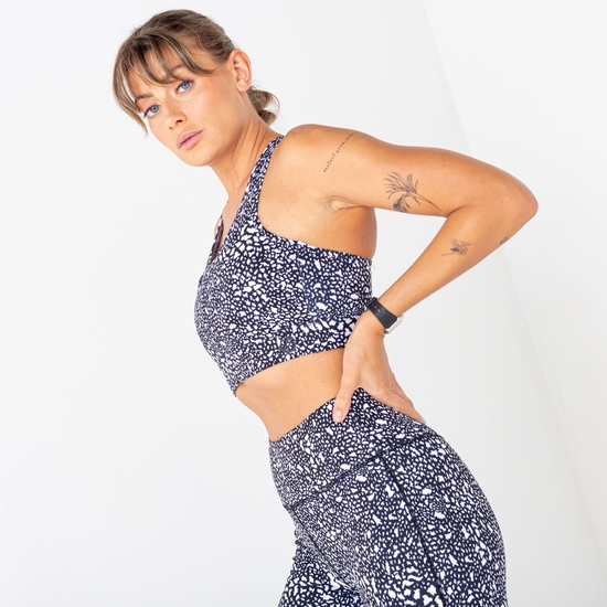 Women's Mantra Sports Bra Black White Dot Print