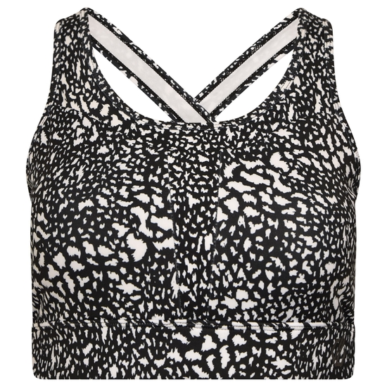 Women's Mantra Sports Bra Black White Dot Print