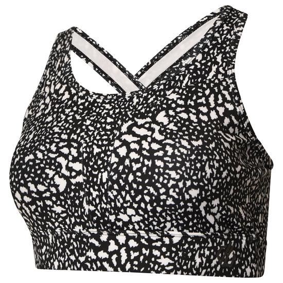 Women's Mantra Sports Bra Black White Dot Print