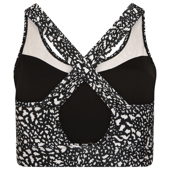Women's Mantra Sports Bra Black White Dot Print