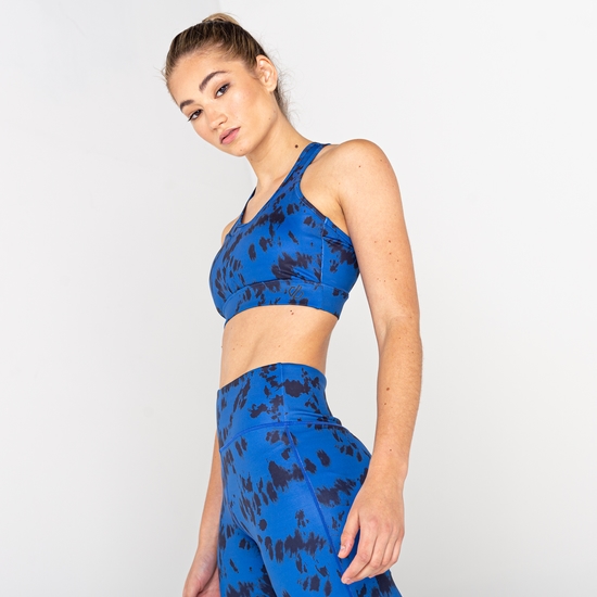 Women's Mantra Recycled Sports Bra Space Blue Tie Dye