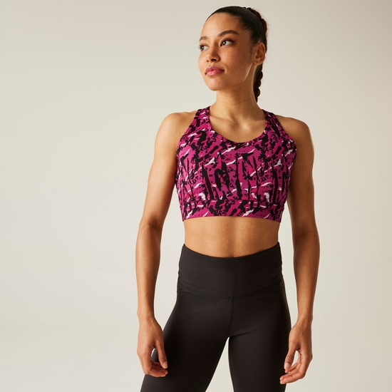 Women's Swift II Sports Bra Pink Wave Zebra Print